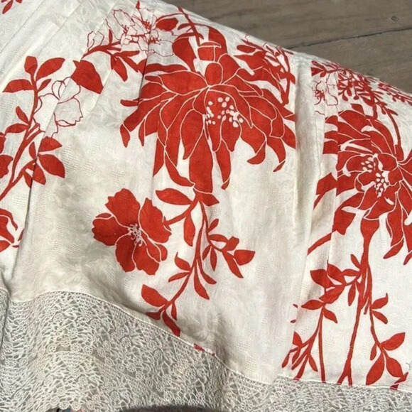 Ann Taylor Pleated A Line Skirt Orange Ivory Size 6 - Picture 4 of 4